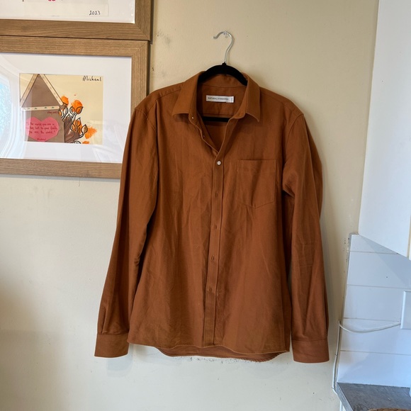 National standards men’s large made in china cotton orange button shirt - Picture 5 of 8